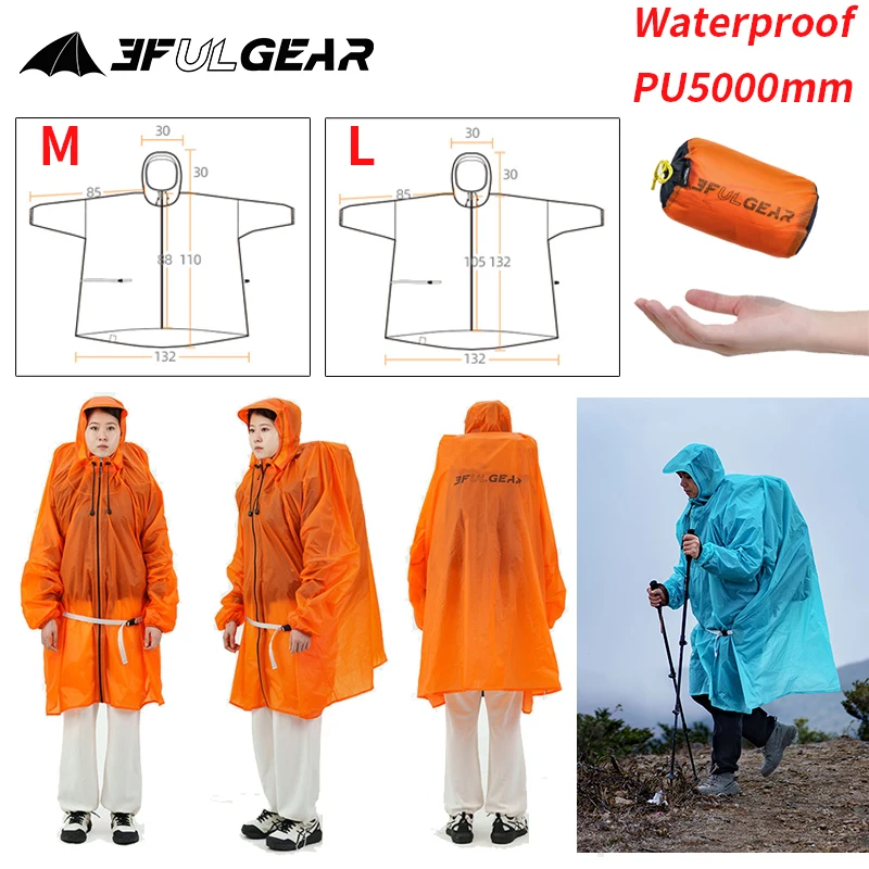 3F UL GEAR Zipper Raincoat 15D - Cycling Gear For Rain 评论和价格